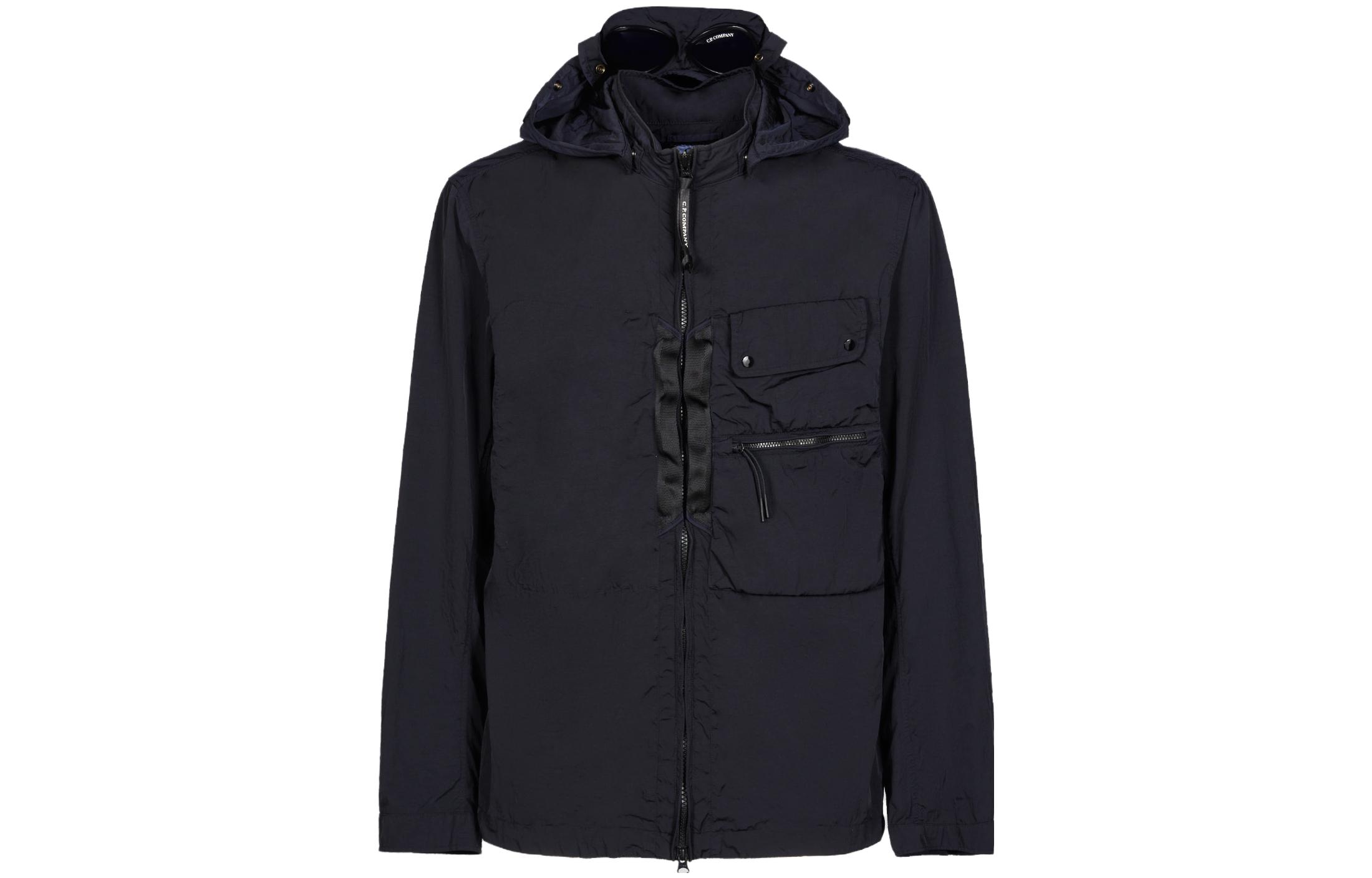 C.P. Company Solid Color Zip-Up Hoodie Jacket with Chest Pocket 14CMOS045A005904G888