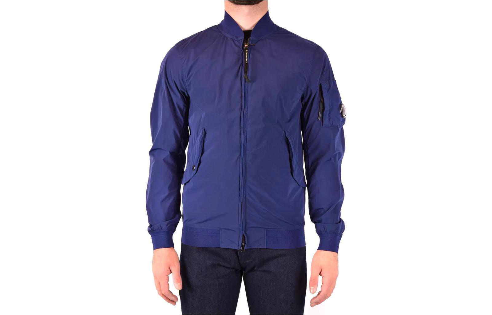 C.P. Company Solid Color Zip-Up Jacket for Men - Blue 08CM0W195A001020G