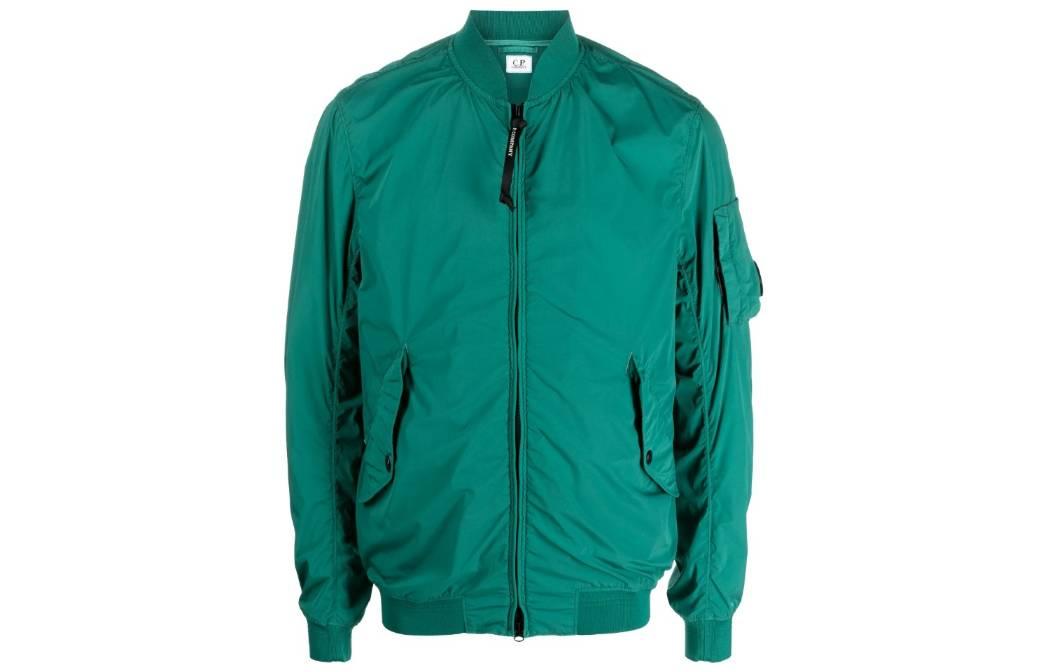 C.P. Company Solid Color Zip-Up Jacket Mint Green 14CMOW004A005864G673