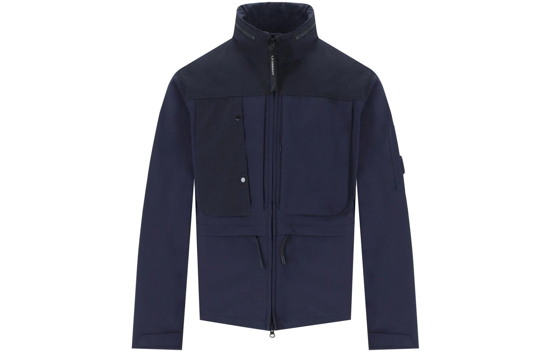 C.P. Company Solid Color Zip-Up Logo Jacket - Dark Blue CMOW104A006364M888