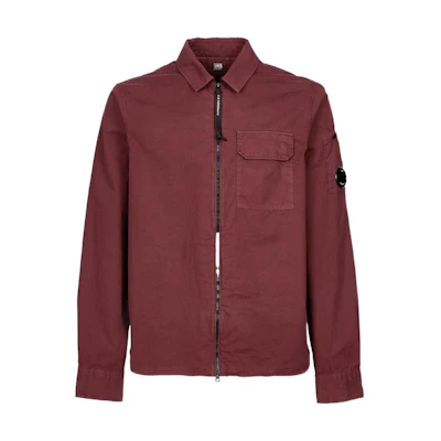 C.P. Company Solid Color Zip Collar Jacket - Burgundy 13CMSH158A002824G-589