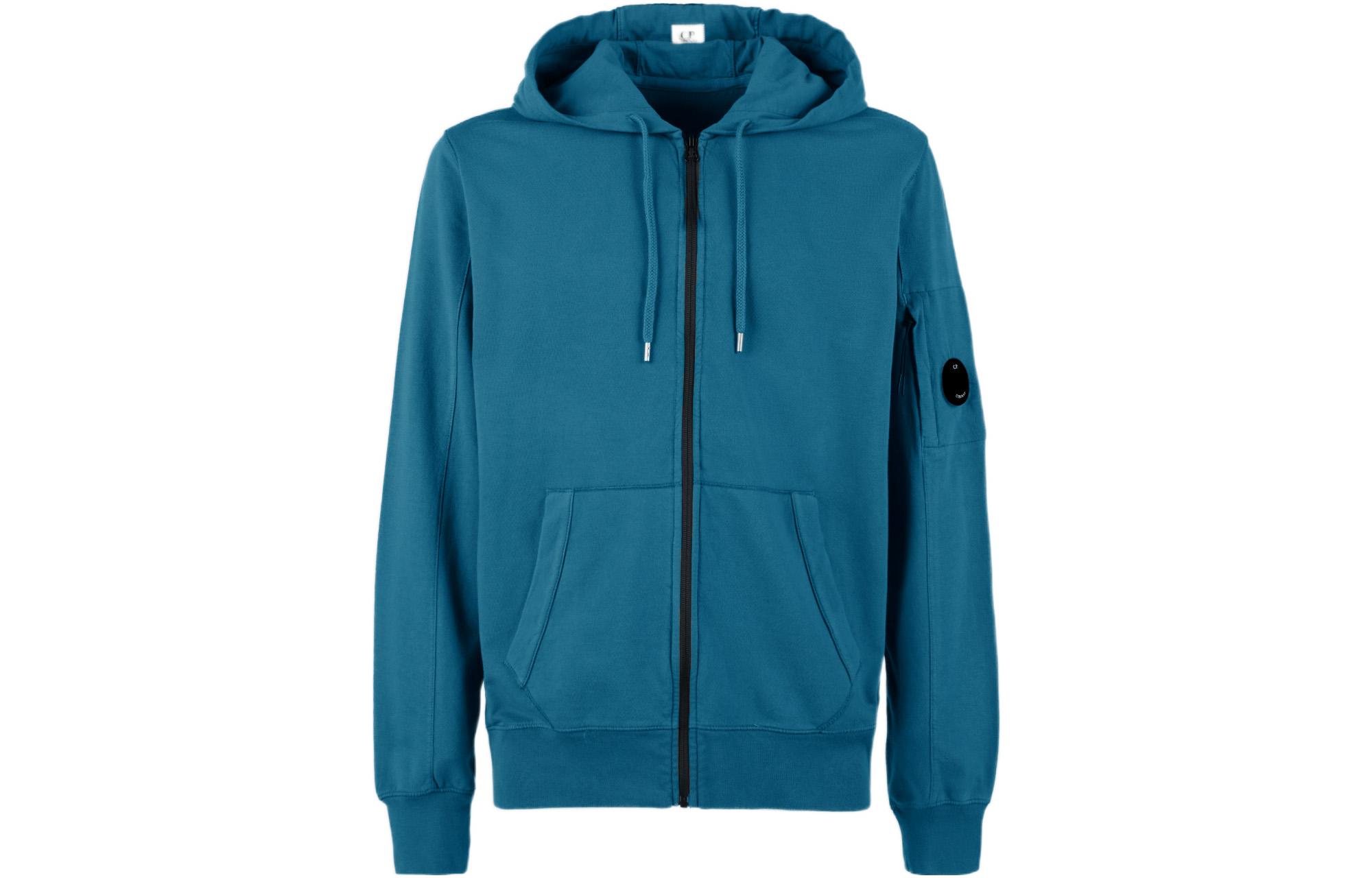 C.P. Company Solid Color Zip Hoodie Jacket - Blue 13CMSS077A002246G861