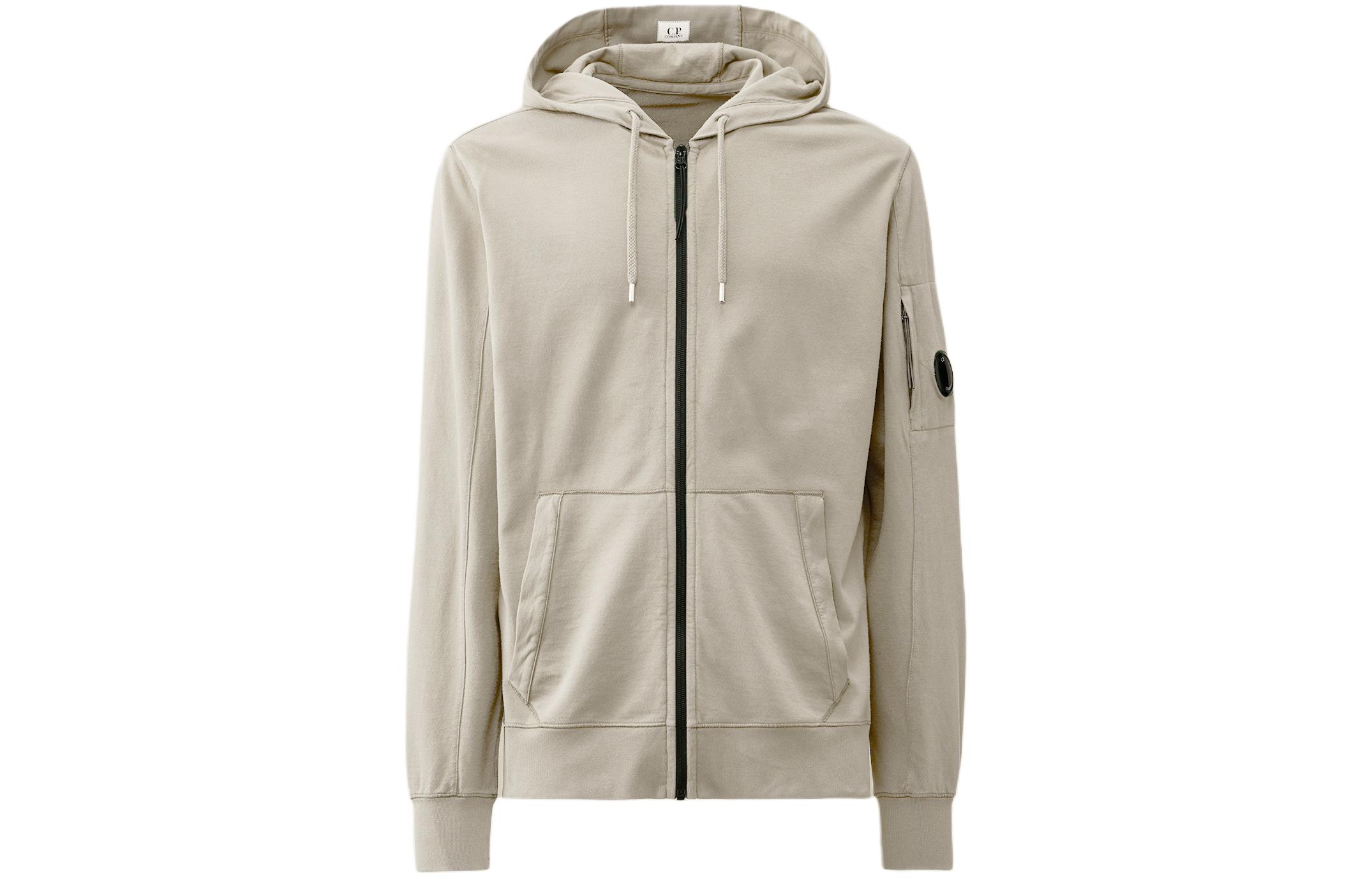 C.P. Company Solid Color Zip Hoodie Jacket Beige 16CMSS034A002246G913