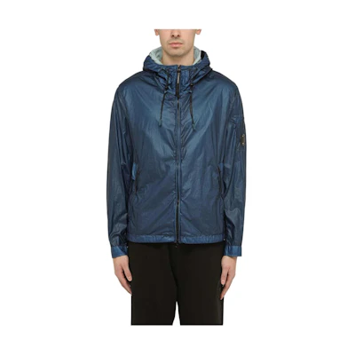 C.P. Company Solid Color Zip Hoodie Jacket in Navy Blue CMOW175A110030G848