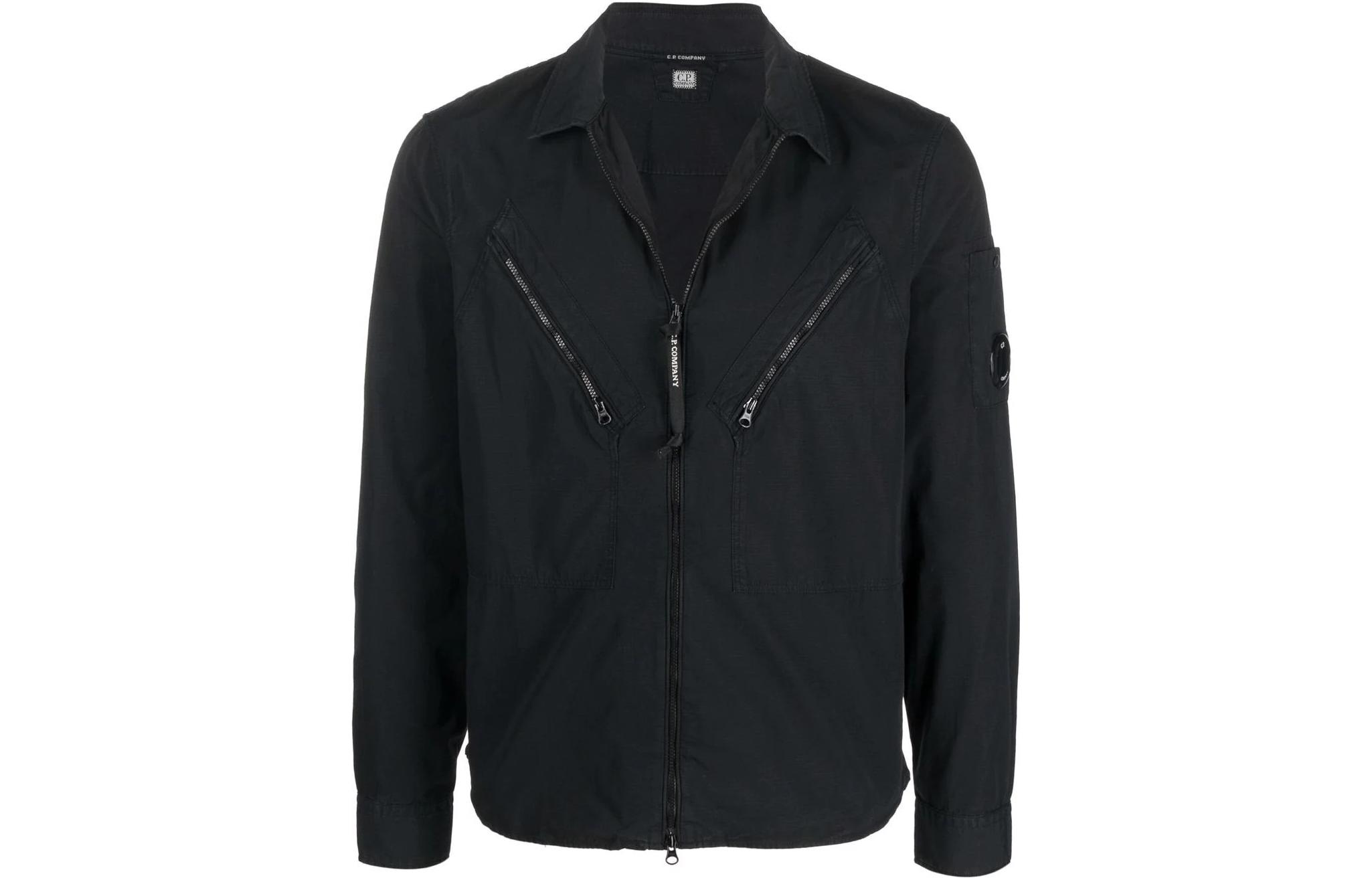 C.P. Company Solid Color Zippered Long-Sleeve Shirt Jacket 12CMSH236A006272G999