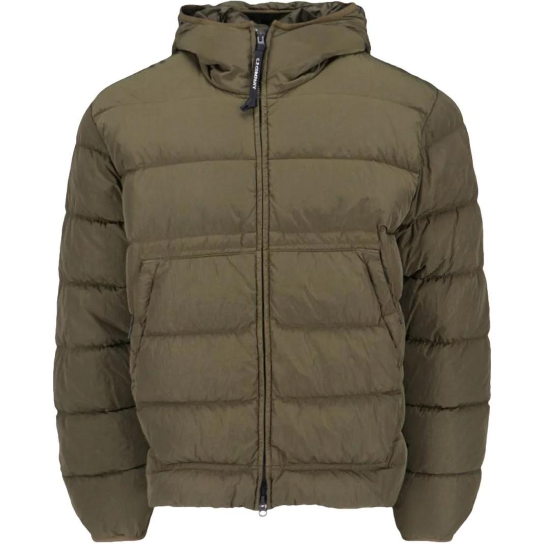 C.P. Company Solid Green Zip-Up Hooded Jacket CMOW079A005904G683