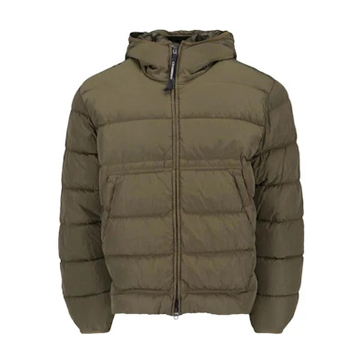 C.P. Company Solid Green Zip-Up Hooded Jacket CMOW079A005904G683