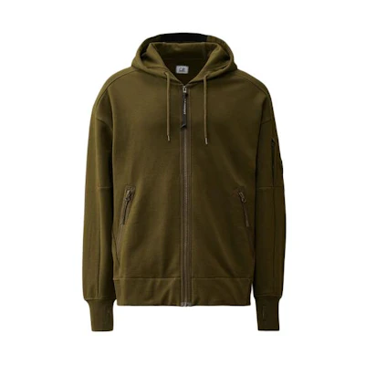 C.P. Company Solid Green Zip-Up Hoodie Jacket Deep Green 16CMSS400A005086W683
