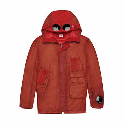C.P. Company Solid Lens Detail Hooded Zip Jacket Red Men’s CMOW188A005686G486