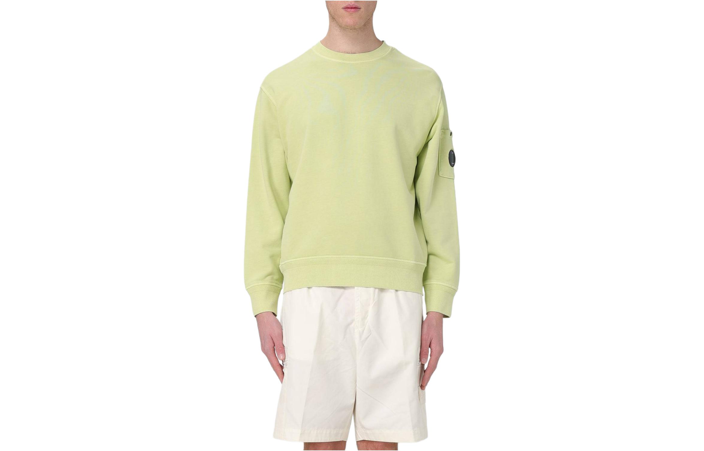 C.P. Company Solid Logo Crewneck Long Sleeve Sweatshirt Green CMSS098A110044R613