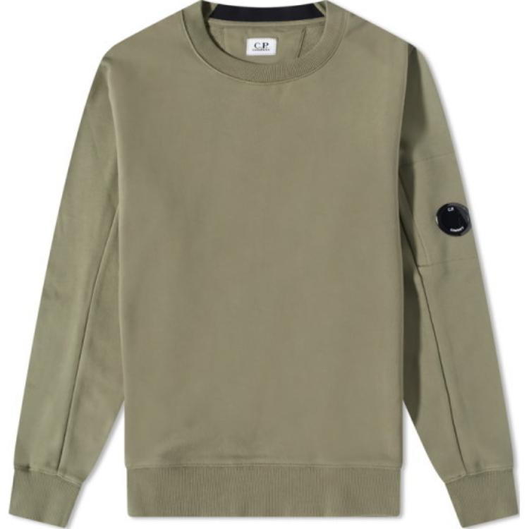 C.P. Company Solid Logo Crewneck Long Sleeve Sweatshirt Bronze Green 14CMSS022005086W648