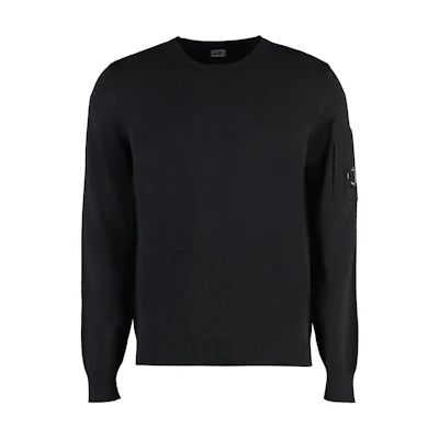 C.P. Company Solid Logo Crewneck Sweatshirt Black Long Sleeve CMKN109A004128O999