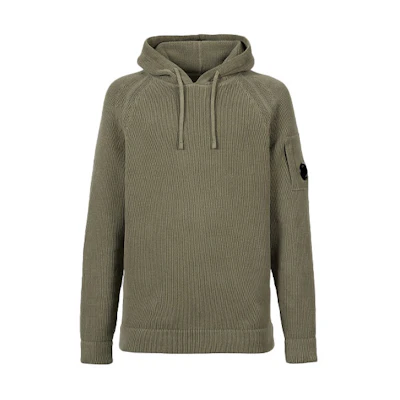 C.P. Company Solid Olive Green Knit Hoodie Long Sleeve 11CMKN100A00558G665