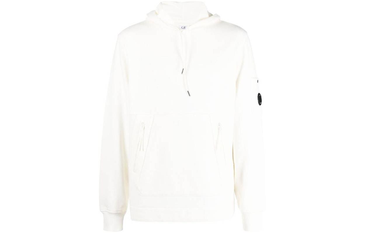 C.P. Company Solid Patch Cotton Hoodie Ivory White () 15CMSS134A005086W103