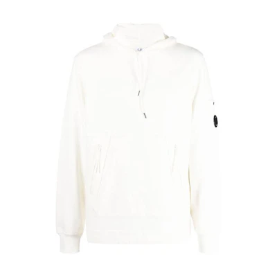C.P. Company Solid Patch Cotton Hoodie Ivory White () 15CMSS134A005086W103