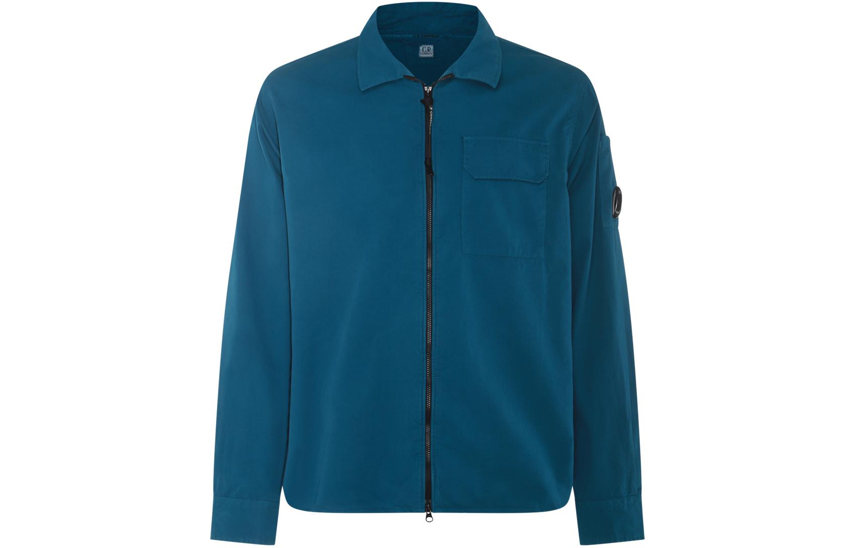 C.P. Company Solid Zip-Up Slim Fit Long Sleeve Jacket Blue () CMSH158A002824G848