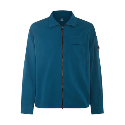 C.P. Company Solid Zip-Up Slim Fit Long Sleeve Jacket Blue () CMSH158A002824G848