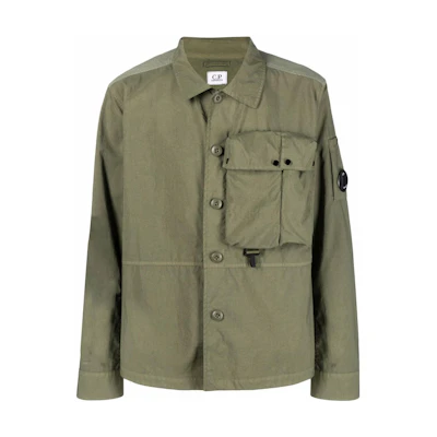 C.P. Company SS22 Green Long Sleeve Shirt with Button-Up and Pocket Design 12CMOS101A005782G-660