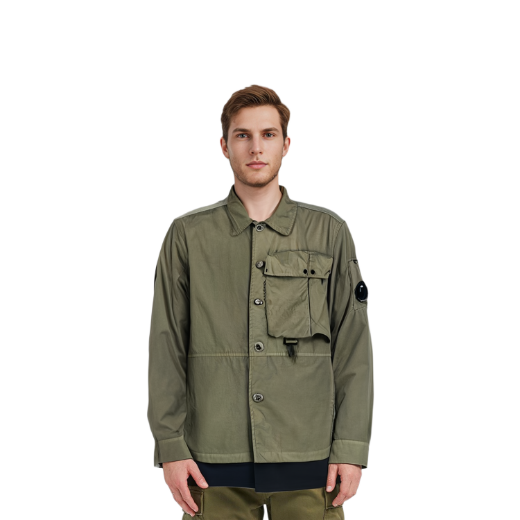 Details for C.P. カンパニー SS22 グリーン 長袖シャツ ボタンアップ ポケットデザイン付き 12CMOS101A005782G-660