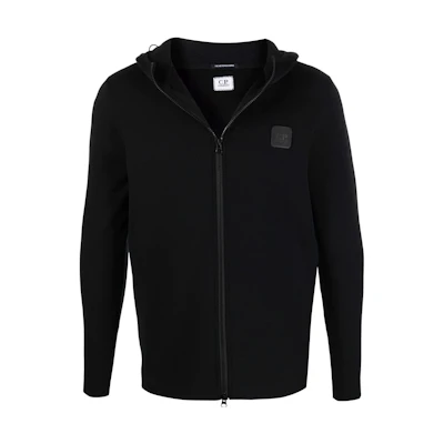 C.P. Company SS22 Badge Zip Hoodie Jacket Men’s Black 12CMKN111A006278A