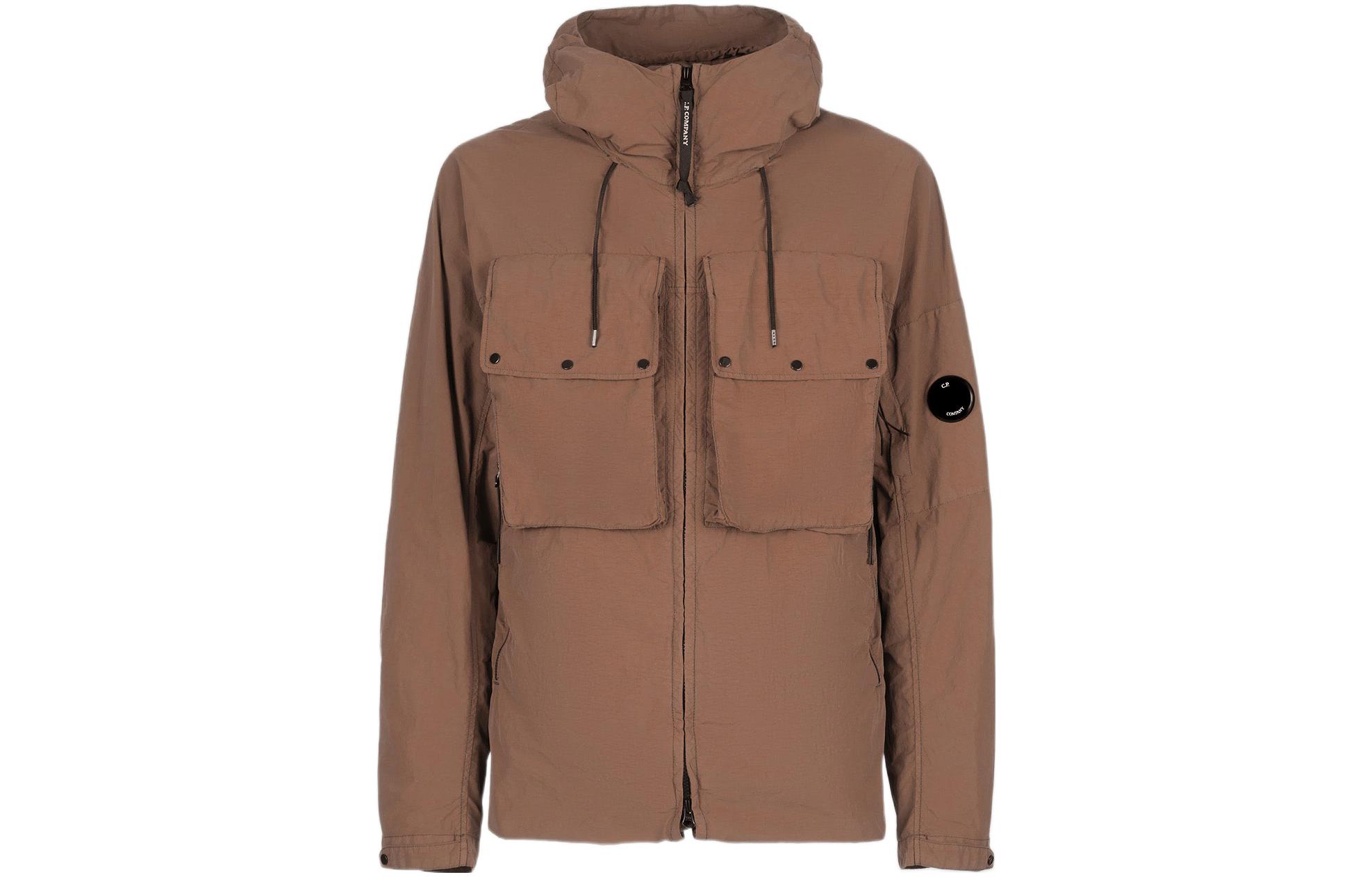 C.P. Company SS22 Beige Hooded Jacket with Double Pockets for Men 12CMOW143A005991G354