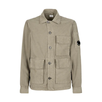 C.P. Company SS22 Beige Multi-Pocket Logo Collar Long Sleeve Jacket 12CMOW212A006134G322