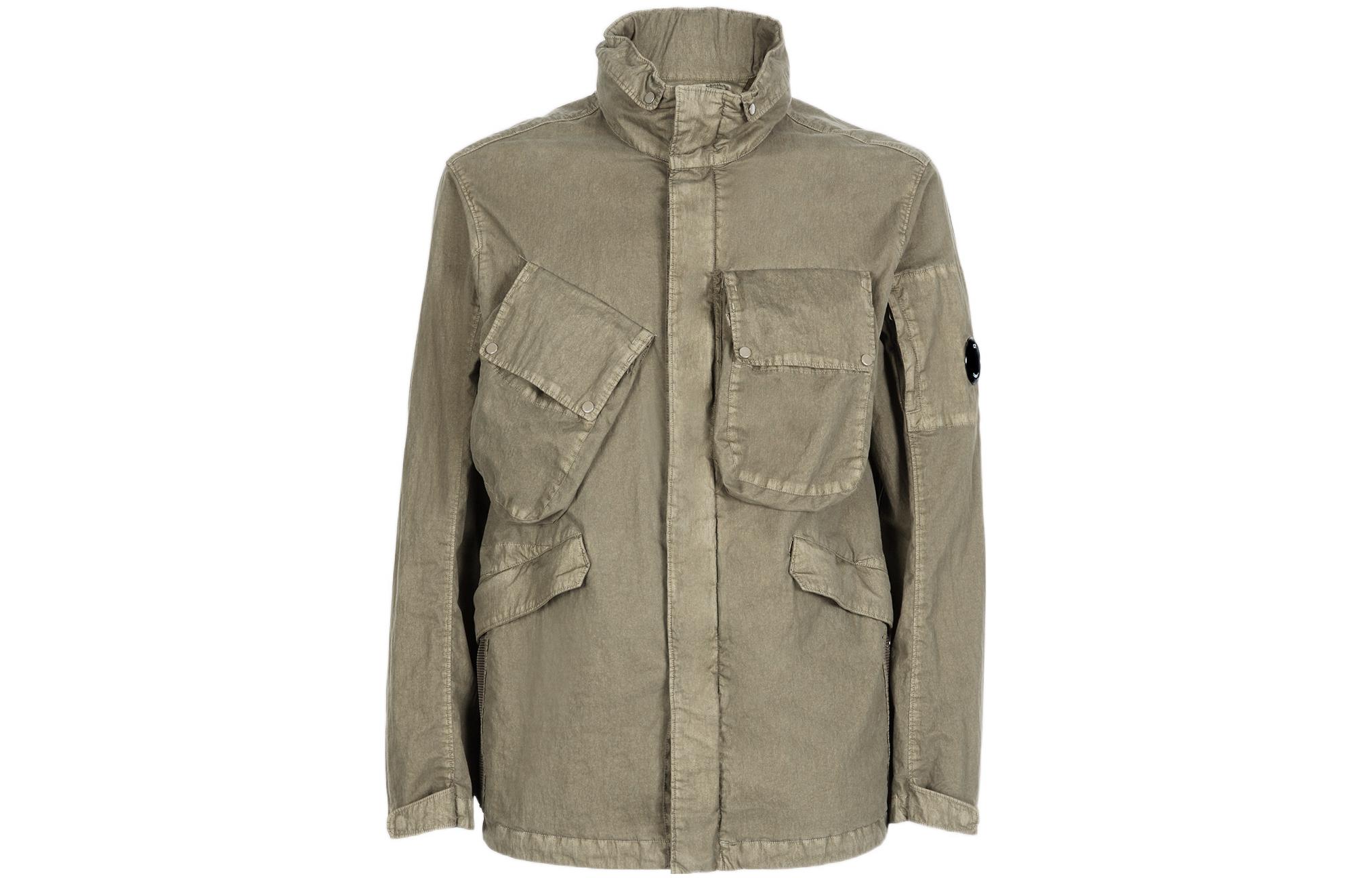 C.P. Company SS22 Beige Multi-Pocket Stand-Collar Long-Sleeve Jacket Mens 12CMOW210A006233G322