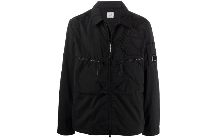 C.P. Company SS22 Black  Jacket with Lens Detail and Nylon Panel Zipper. 11CMOS152A005782M999