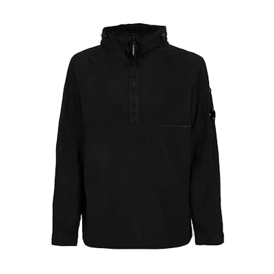 C.P. Company SS22 Black Half-Zip Long-Sleeve Hoodie Jacket 12CMOS242A005660G999