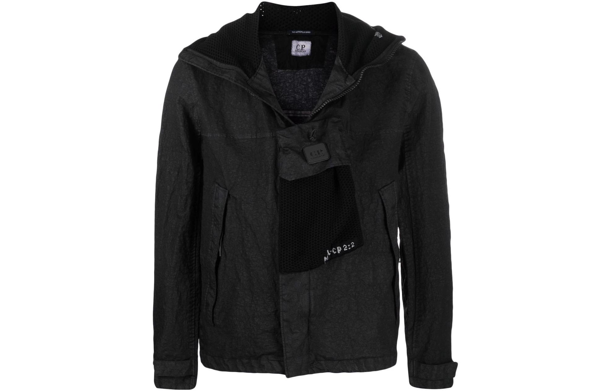 C.P. Company SS22 Black Hooded Jacket with Solid Pocket Design 12CMOW068A006022G-999