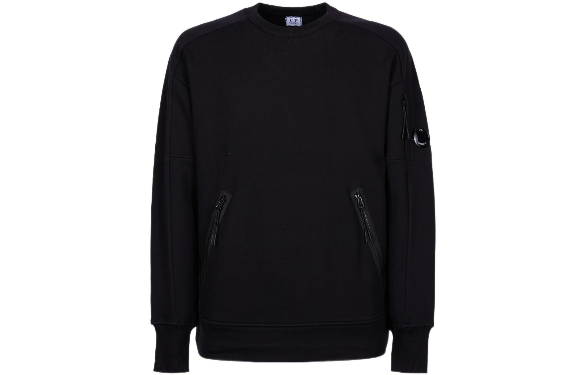 C.P. Company SS22 Black Logo Pullover Crewneck Sweatshirt Men’s Long Sleeve 12CMSS080A005086W-999