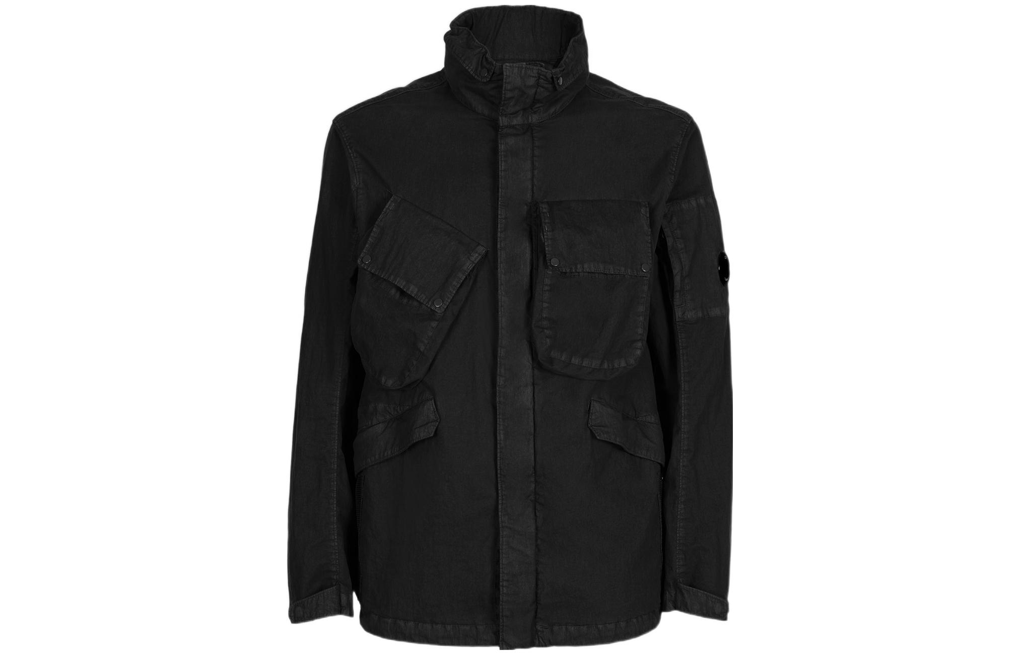 C.P. Company SS22 Black Multi-Pocket Long-Sleeve Jacket for Men 12CMOW210A006233G999
