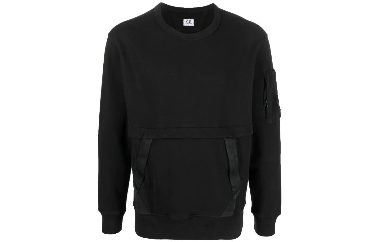 C.P. Company SS22 Black Pullover Hoodie with Zipper Pocket - 12CMSS135A005398G999