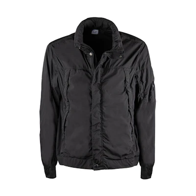 C.P. Company SS22 Black Solid Color Stand Collar Casual Jacket 12CMOW238A005864G999