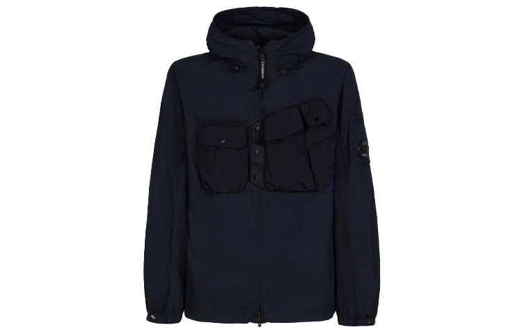 C.P. Company SS22 Blue Hooded Jacket with Chest Pocket Design 12CMOS106A005991M888