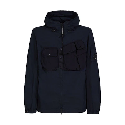 C.P. Company SS22 Blue Hooded Jacket with Chest Pocket Design 12CMOS106A005991M888