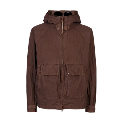 C.P. Company SS22 Brick Red Goggle Hooded Jacket with Dual Pockets Men 12CMOW209A006233G-354