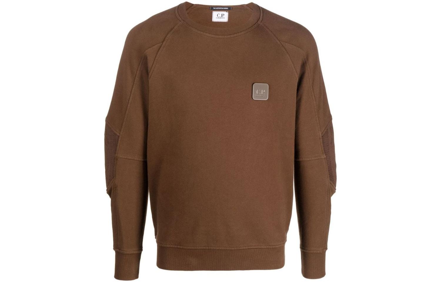 C.P. Company SS22 Brown Crewneck Pullover Long Sleeve Sweatshirt Mens 13CMSS006A005086W352