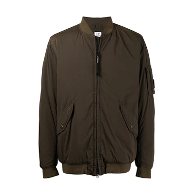 C.P. Company SS22 Brown Logo Patch Aviator Jacket 12CMOW166A001020G