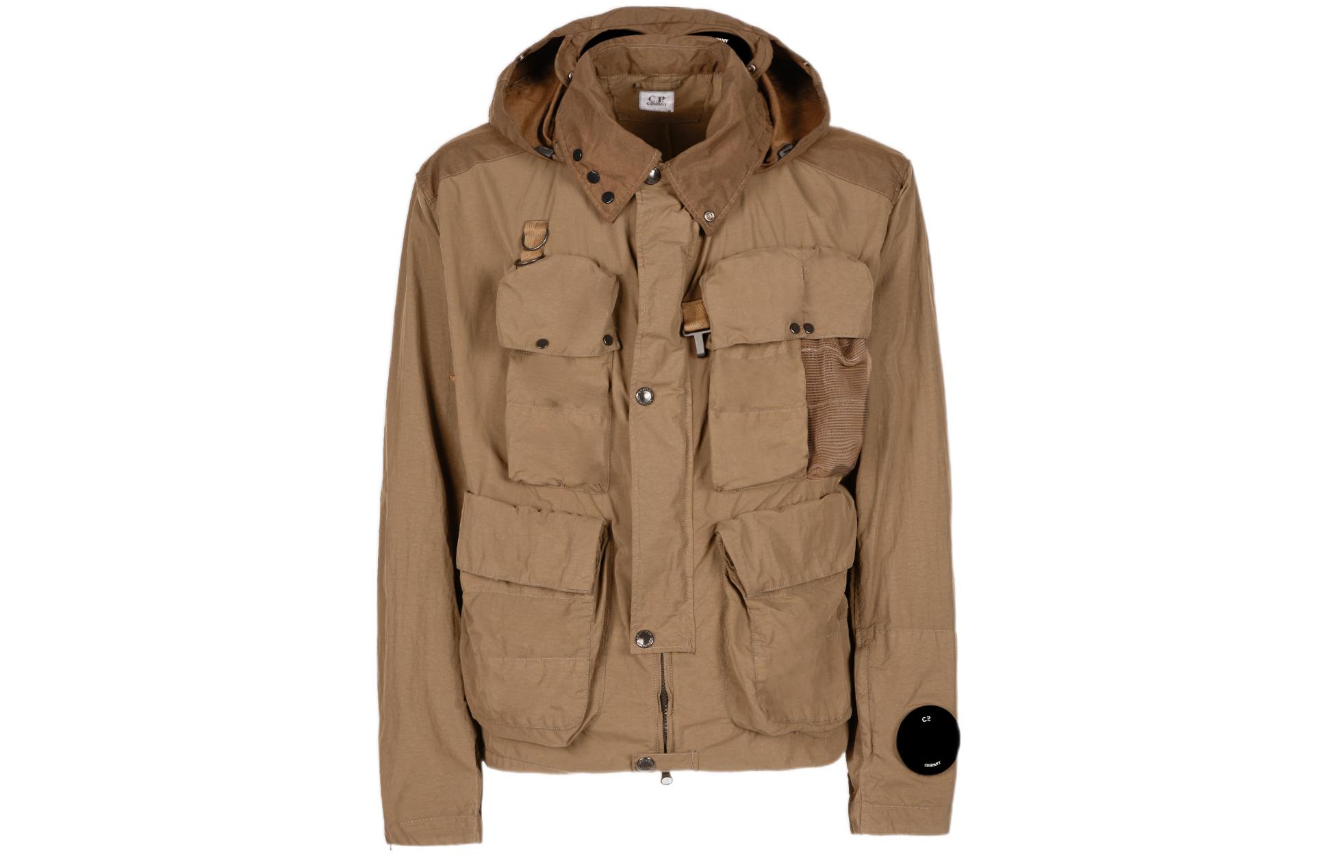 C.P. Company SS22 Brown Nylon Two-Tone Hooded Jacket 12CMOW107A005991G354