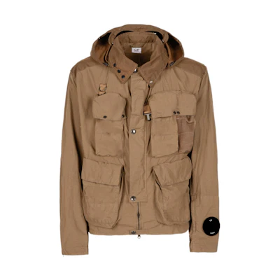 C.P. Company SS22 Brown Nylon Two-Tone Hooded Jacket 12CMOW107A005991G354