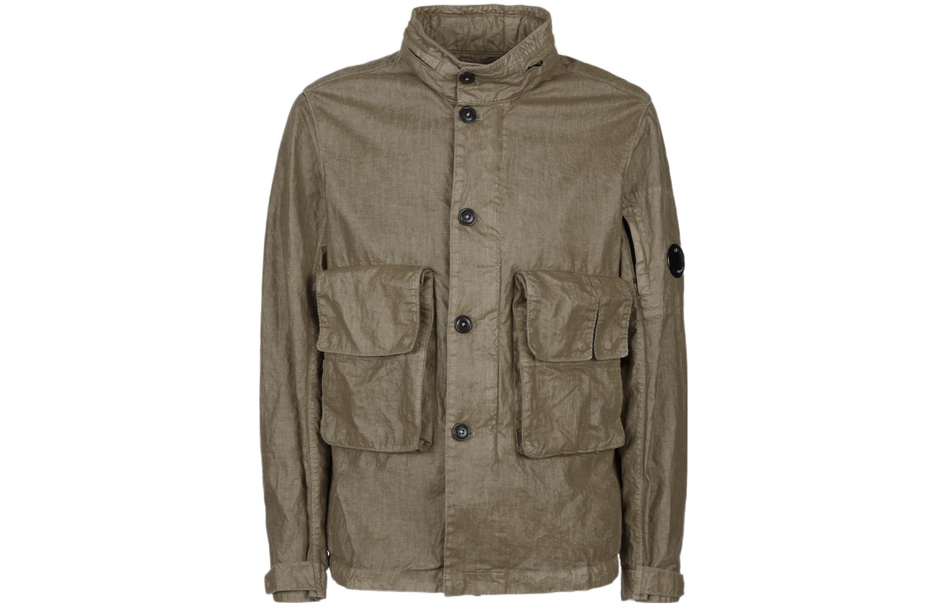 C.P. Company SS22 Brown Stand Collar Multi-Pocket Jacket Long Sleeve 12CMOW208A006284G-322