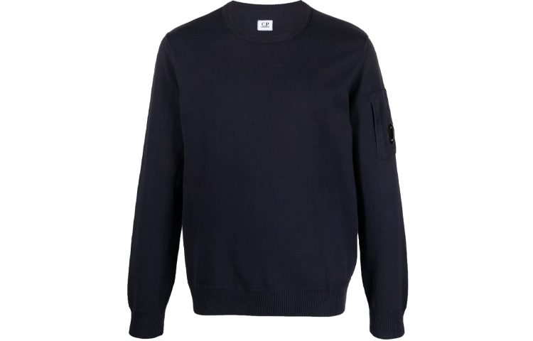 C.P. Company SS22 Cotton Pullover Sweatshirt with Pocket Navy Blue 12CMKN109A004128G888