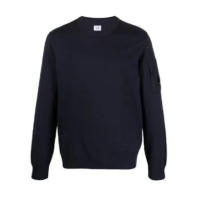 C.P. Company SS22 Cotton Pullover Sweatshirt with Pocket Navy Blue 12CMKN109A004128G888