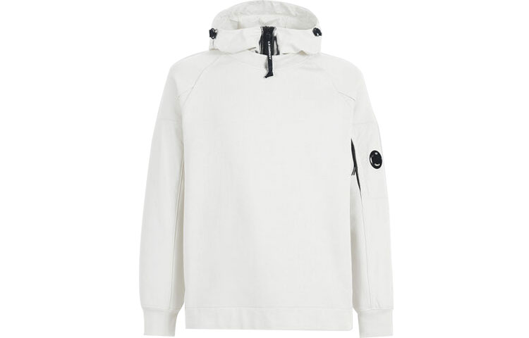 C.P. Company SS22 Diagonal Fleece Pullover Hoodie White Mens 12CMSS115A005086M103