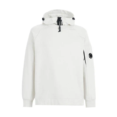 C.P. Company SS22 Diagonal Fleece Pullover Hoodie White Mens 12CMSS115A005086M103