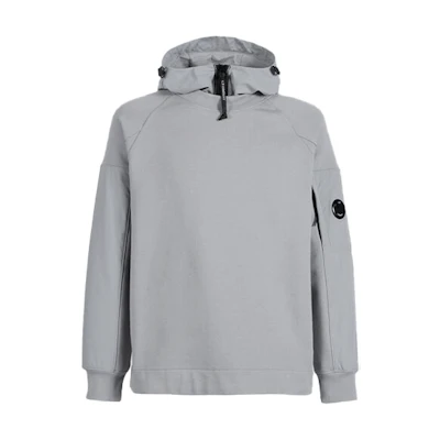 C.P. Company SS22 Diagonal Fleece Pullover Hoodie Grey 12CMSS115A005086M937