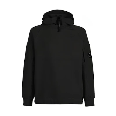 C.P. Company SS22 Diagonal Fleece Pullover Hoodie Black 12CMSS115A005086M999