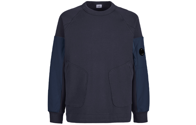 C.P. Company SS22 Diagonal Raised Fleece Mixed Sweatshirt Navy Men’s 12CMSS113A005086M888