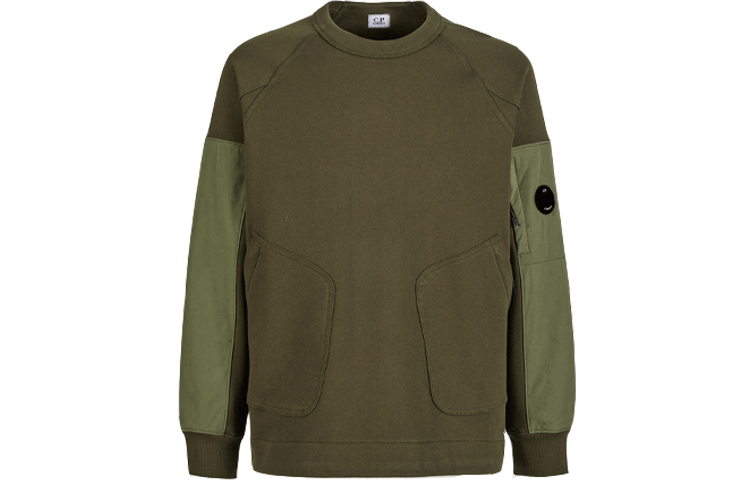 C.P. Company SS22 Diagonal Raised Fleece Sweatshirt Ivy Green Back to School 12CMSS113A005086M683